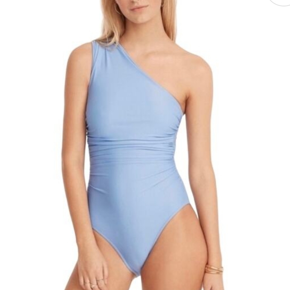 J CREW ONE SHOULDER‎ RUCHED SWIMSUIT 0
